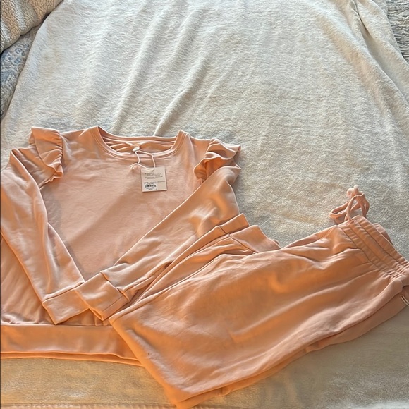 LC Lauren Conrad Other - Peach Ruffle Sleeve Lounge Set